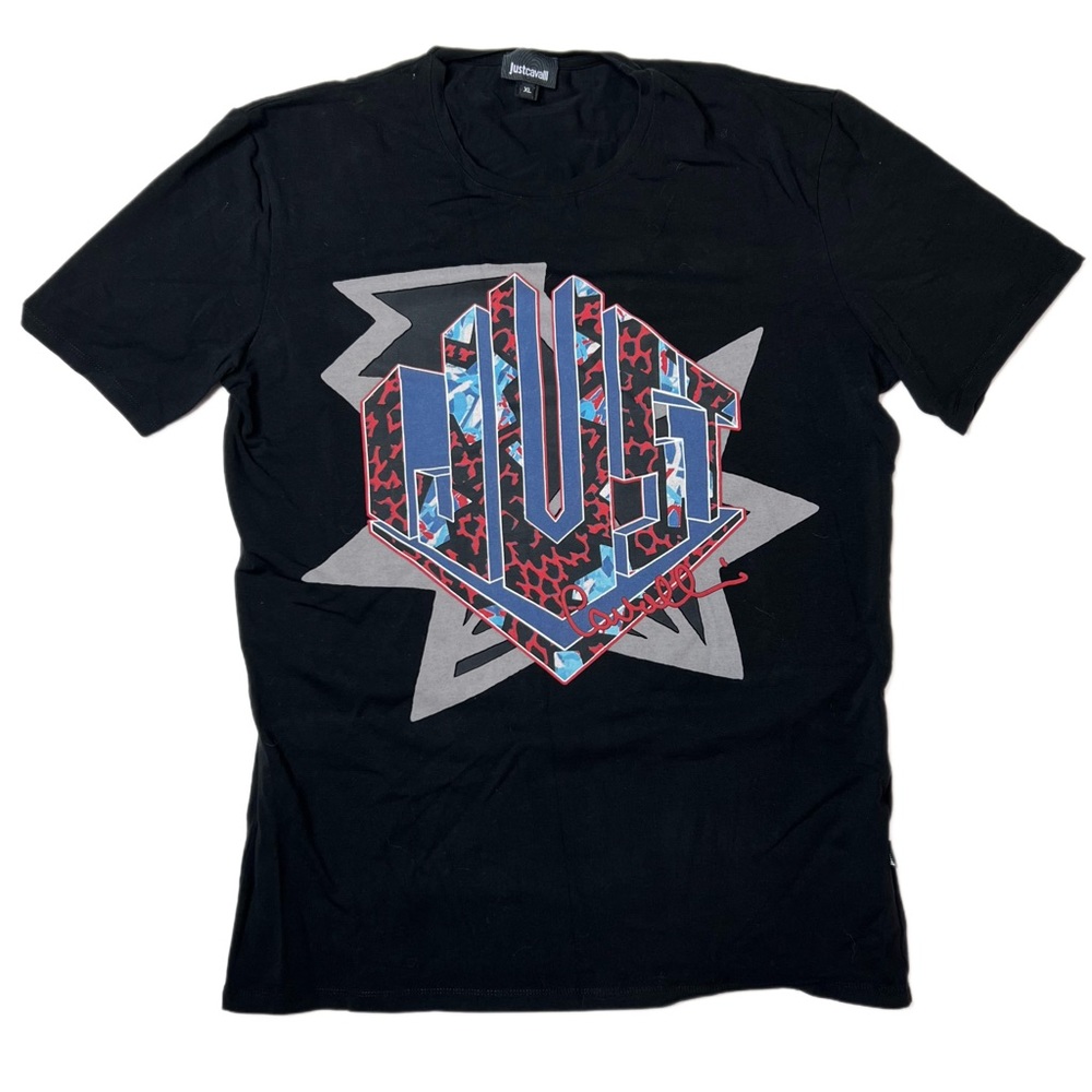 Just Cavalli black short sleeve fist cotton T-Shirt | Euro XL US M
